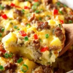 Breakfast Casserole with Eggs, Potatoes and Sausage First Image