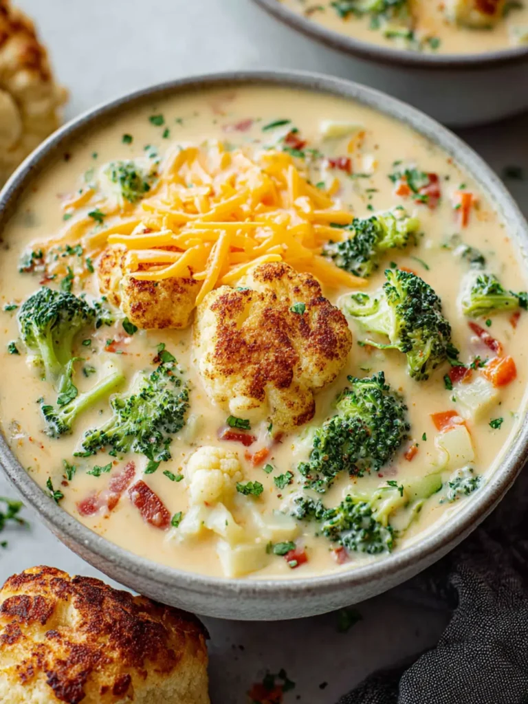 Broccoli Cauliflower Cheddar Cheese Soup (Stovetop & Instant Pot) First Image
