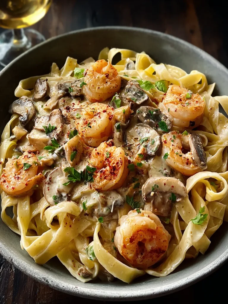 30-Minute Shrimp and Creamy Mushroom Tagliatelle Delight First Image