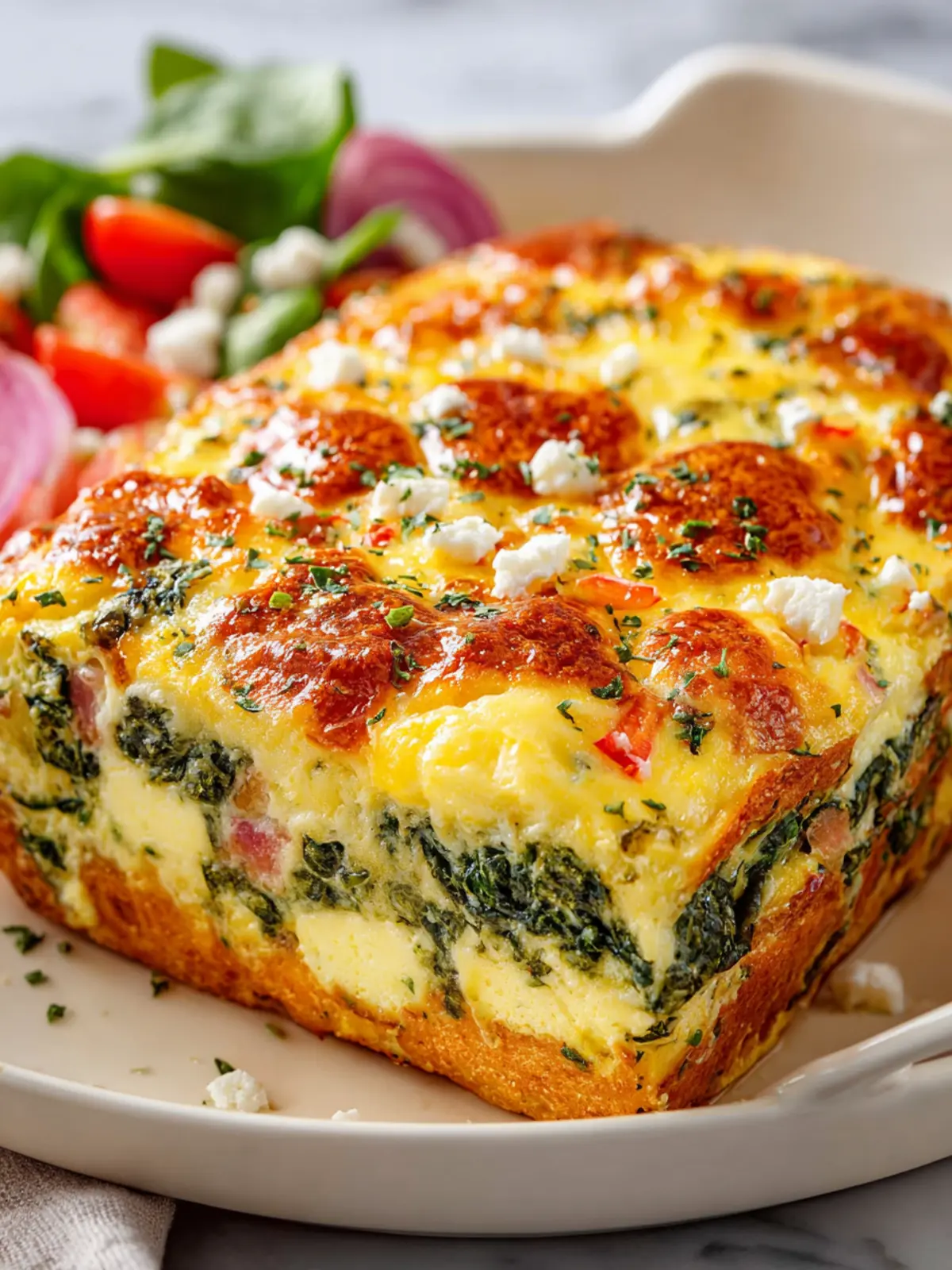 Overnight Breakfast Strata with Spinach and Cheese First Image