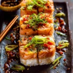 Easy Spicy Salmon Sushi Stacks. First Image