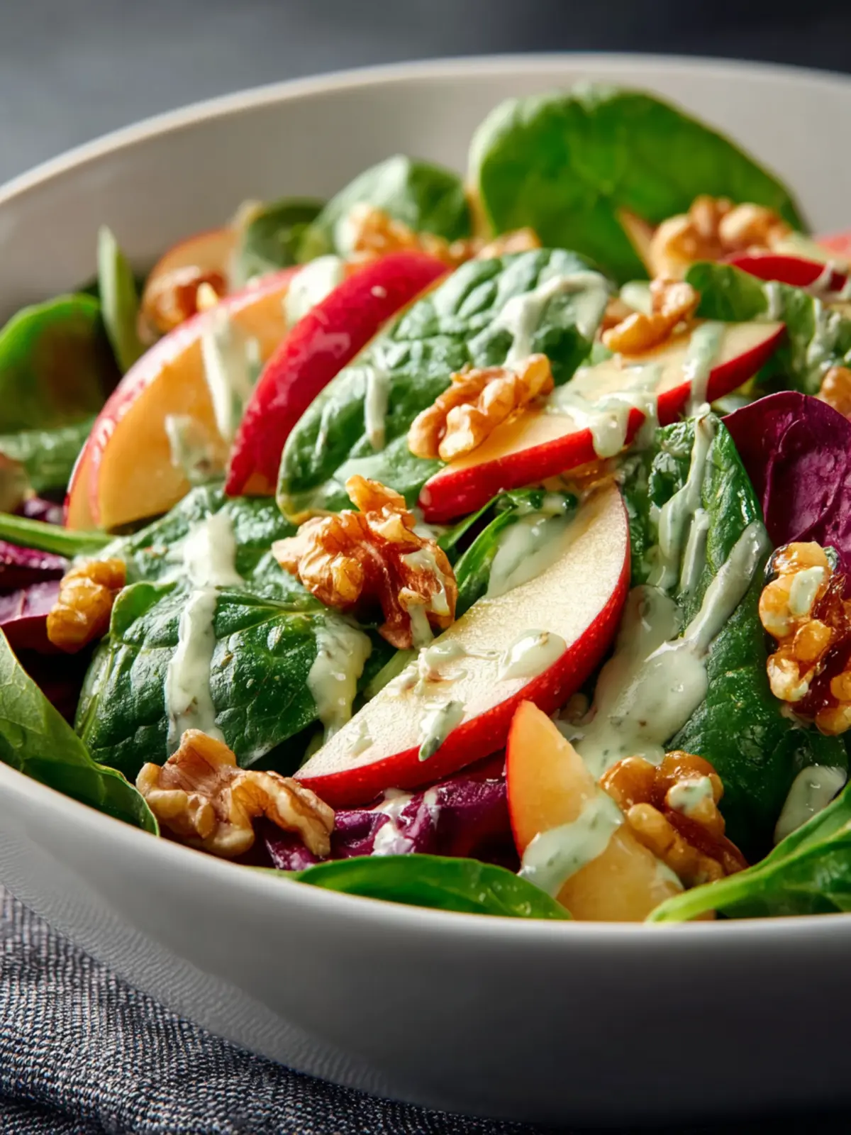 Apple Walnut Spinach Salad with Avocado Dressing First Image