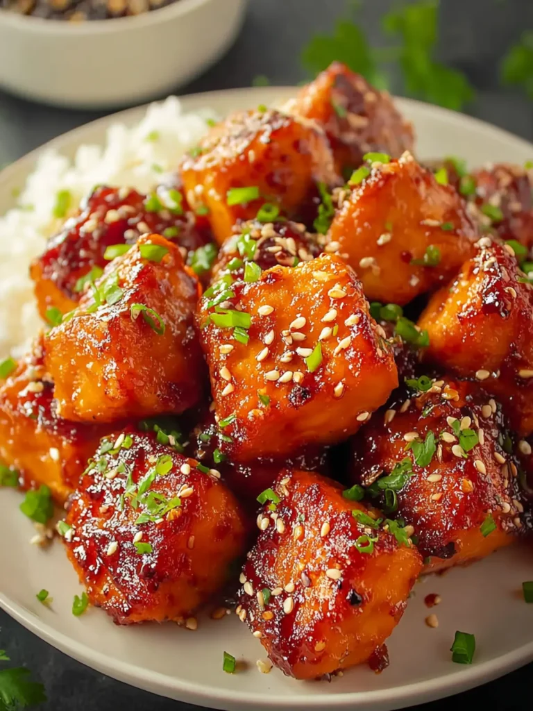 Irresistible Sticky Honey-Garlic Glazed Salmon Nuggets First Image