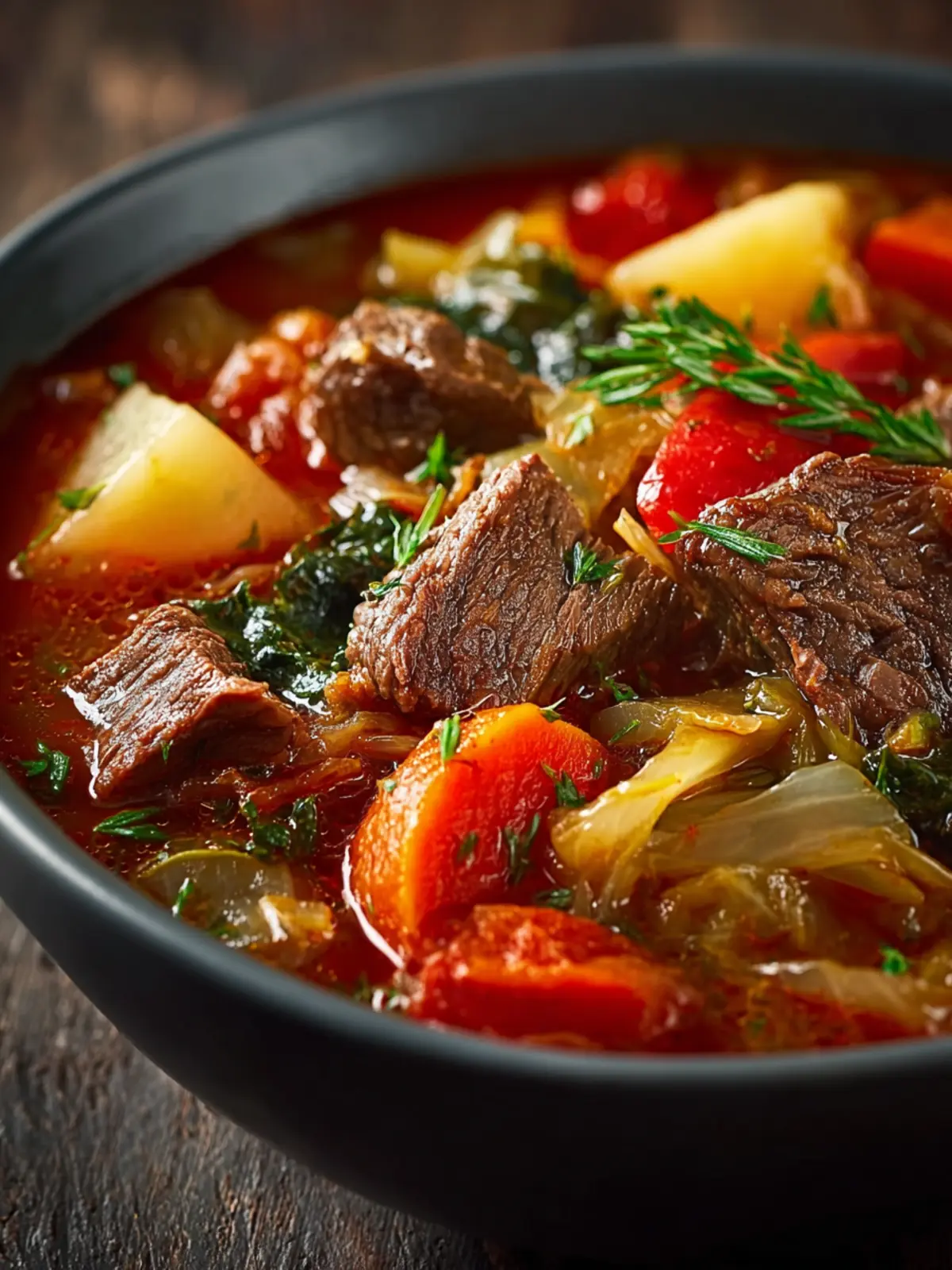 Slow Cooker Cabbage and Beef Stew First Image