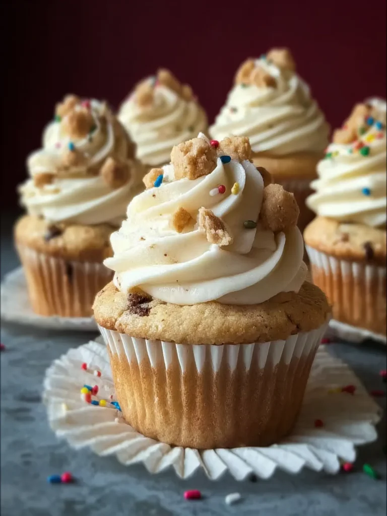 White Chocolate Cookie Dough Cupcakes First Image