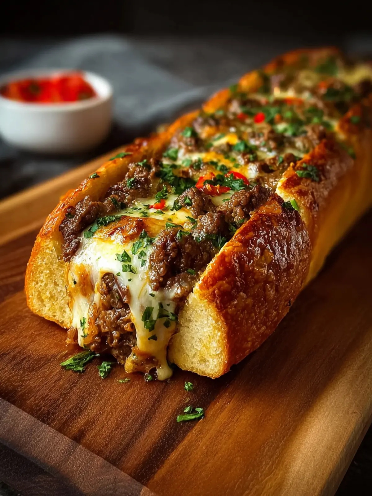 Cheesesteak Stuffed Garlic Bread Loaf First Image